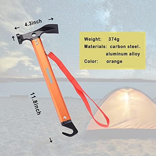 VisionKids Taske Hammer com gancho, 12 10pcs Tent Stakes portátil Lightweight multifuncional aço carbono Aluminum Alumin Store