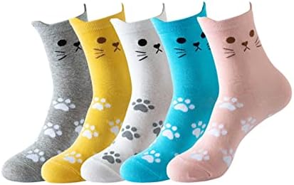 Meias com temas de animais femininos Cinco pares conjuntos de gatos pegadas de gatos meias fofas meias diárias meias femininas