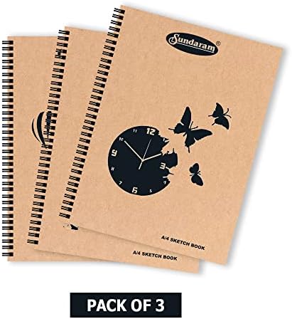 Livro de esboço de Sundaram - 100 páginas - pacote de design de 3 pcs pode variar