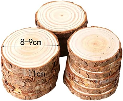 Fatias de madeira de 20pcs, Betterjonny 3,1-3,5 polegadas de madeira não perfurada Círculos pré-perfurados com ornamentos
