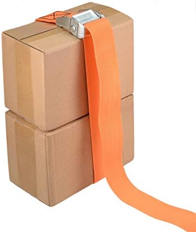 Uxcell Tie Down Strap Cam Buckle Lanking Strap 1,5 x 2,6 pés 1100 lb 500kg Carregar polipropileno para mover carga de segurança, laranja, pacote de 2