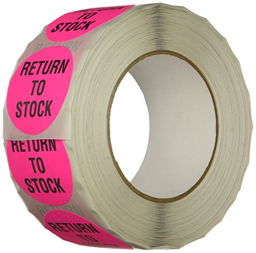 TapeCase Invlbl -036 Pink Return to Stock Rótulo de controle de inventário [pacote de 1000] - 2 pol. Rótulo circular para