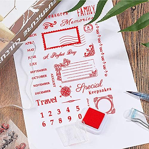 Cronograma de viagens Letras de envelope Clear selos para fazer cartas de decoração DIY scrapbooking, um mês numbles calendário