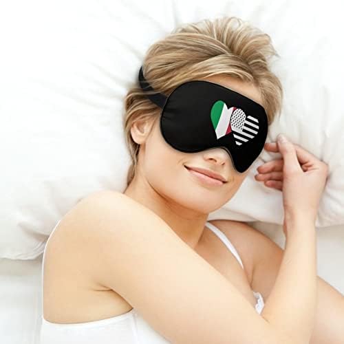Bandeira italiana e máscara ocular da bandeira americana preta com alça ajustável para homens e mulheres noite de viagem
