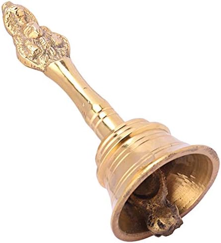TreeGoart Brass Bell/Gannti Pooja Mandir Gold de 4 polegadas usado para Pooja, Adoração, Festivo e Festival Pacote de 1