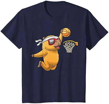 Capybara jogando camiseta infantil de roedores de esportes de basquete