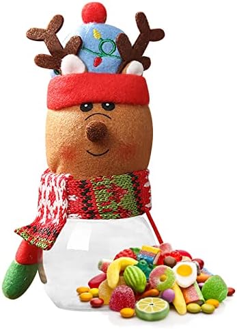 Syneyper Christmas Candy Jar Jar Fawn Christmas Snowman Caixa de presente para crianças adultos garoto de boneca Decorações de festas de ornamento para meninas 10º aniversário