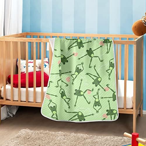 Clante de arremesso de sapos engraçados cobertor de algodão verde para bebês, recebendo cobertor, cobertor leve e macio para berço,