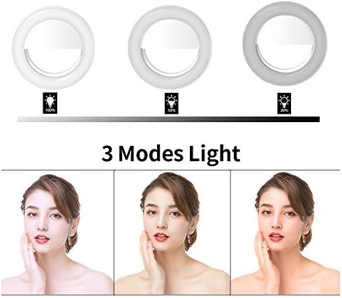 Selfie Light Ring LED Circle Clip-On Selfie preenche a luz com 36 bolhas LEDs portáteis recarregáveis ​​USB, para