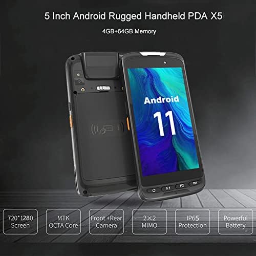 RUGLINE Android 2D Scanner de código de barras Mobile Computador 5 PDA de mão, Android 11, CPU Octa Core, 4 GB de RAM/64