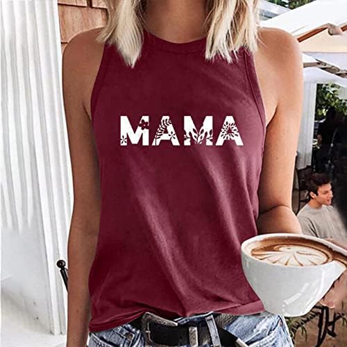 Tanque de impressão de letra mama tampas femininas do dia das mães sem mangas tshirts verão shert lotes de camiseta gráfica