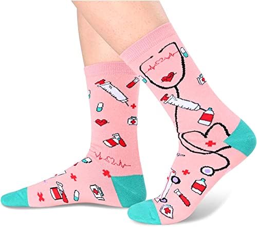 Happypop Enfermeira Doctor Doctor Dentista Socks, Novidades Presentes para Assistente Dental em 4 pacote