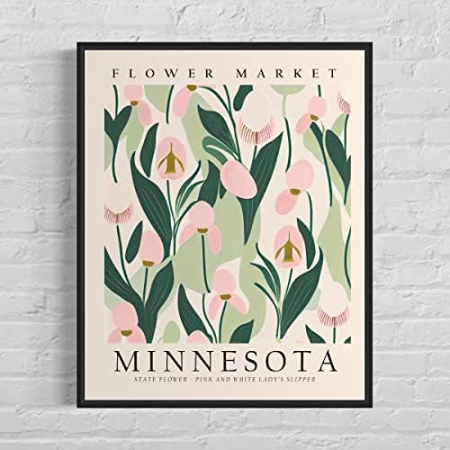 Minnesota Art Print, Minnesota Poster Decoração de arte de parede, Pôster de viagem para mapa do estado de Minnesota, decoração