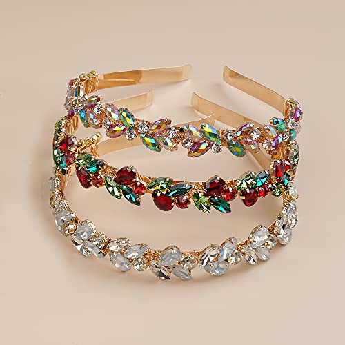 Kercisbeauty iridescente colorido de cristal tiara para mulheres garotas casamento coroa de ouro de noiva à mão