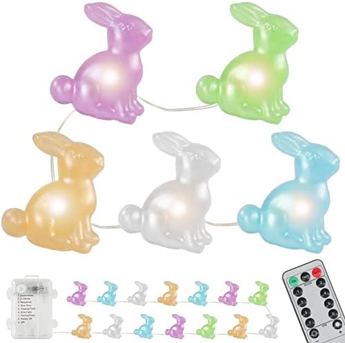 Luzes de cordas LED de coelho domestar com bateria alimentada por bateria, 10 pés 30leds Rabbit Light String para primavera, casamento,