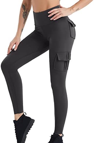 Confortável uma leggings sem costura com 4 bolsos para mulheres compressão de compressão calças elásticas para a execução de yoga