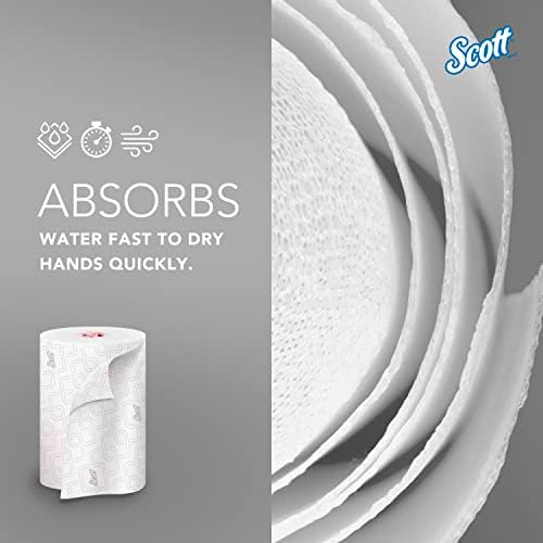 Scott® Pro ™ Slimroll ™ Hard Roll Towels, com Pockets de Absorvency ™, para dispensadores de núcleo rosa, branco,