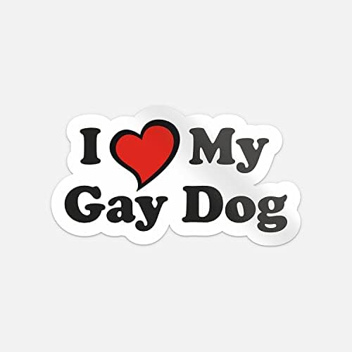 Eu amo meu adesivo de cachorro gay vinil para laptop decalque impermeável