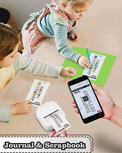 Memagem T02 Impressora Térmica Pequena para Telefone, Impressora de Nota sem fio portátil com 3 Rolls Paper para Criança