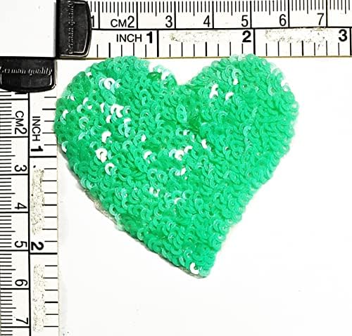 Kleenplus verde lantejas de coração artesanato artes de costura reparo de ferro bordado em costura em manchas de crachá para tampas de mochila de jeans de jeans diy