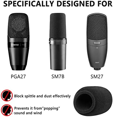 Geekria para criadores espuma pára -brisa compatível com shure sm7b, pga27, sm27 microfone antipop tampa