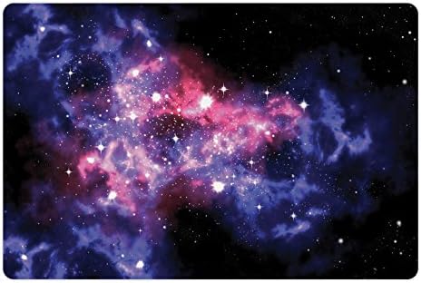 Espaço externo lunarable tapete de estimação para alimentos e água, nebulosa em nuvem de gás empoeirada e aglomerados de estrelas no espaço externo Cosmos estampar