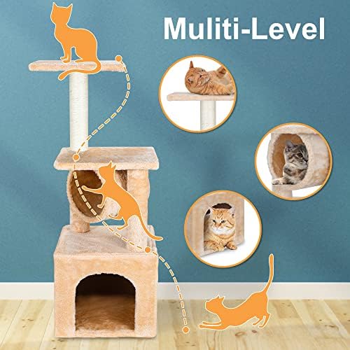 Zeny 36 polegadas de gatos para gatinhos Torres de móveis de gatos com postes de arranhões, poleiros duplos e torres de alpinista de gatas de gatinhos de casa de casa espaçosa