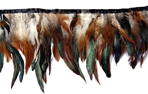ZAMIHALAA - Cocktails naturais Feathers Gosta de Fringe Ribbon Felas de galo natural para artesanato com fita de fita de cetim para plumas de fantasia de saia - 1 metros