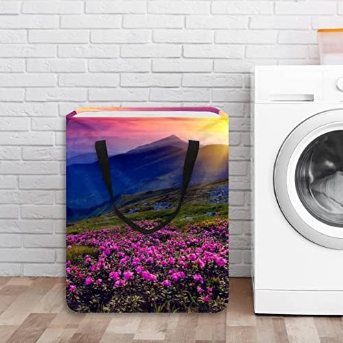 Cenário de flores cenário de estampa de lavanderia dobrável, cestas de lavanderia à prova d'água de 60l de lavagem de roupas de roupas