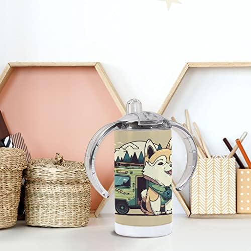 Cup de canudinho Husky engraçado - copo de canudinho bebê de desenho animado - copo de design de design legal