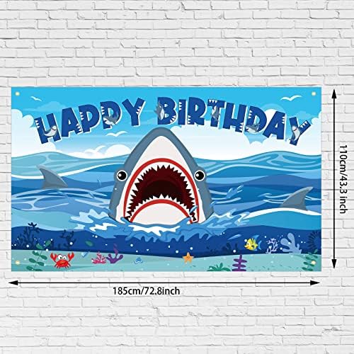 Decorações de festas de tubarão Banner de pano de fundo, decorações de aniversário de tubarão sob o fundo da zona de tubarão do mar Antecedentes para meninos de garotas de tubarão