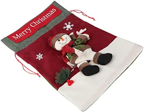 PretyZoom 3 PCs apresentam o padrão de Natal de Natal Doll Santa Draw Draw Holiday Holiday Snack Fireplate Bolsa de embalagem Favors Bag Treat Decor Sacos de festa
