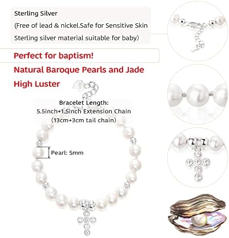 Pérolas de pulseiras naturais de pérolas cruzadas de prata de prata esterlina pulseira de zircônia cúbica e pérolas