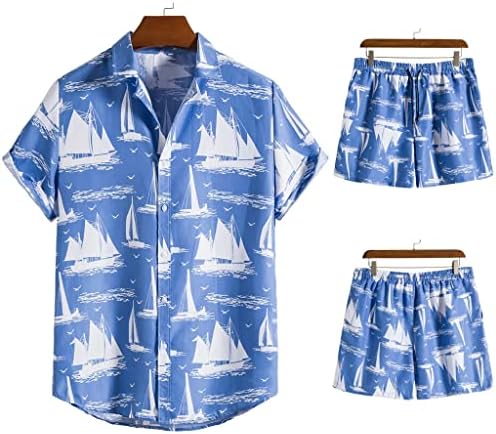 Camisas de verão sets masculinos impressos de manga curta Mensagens de camisa solta Casual Casual Homens Casual Duas peças
