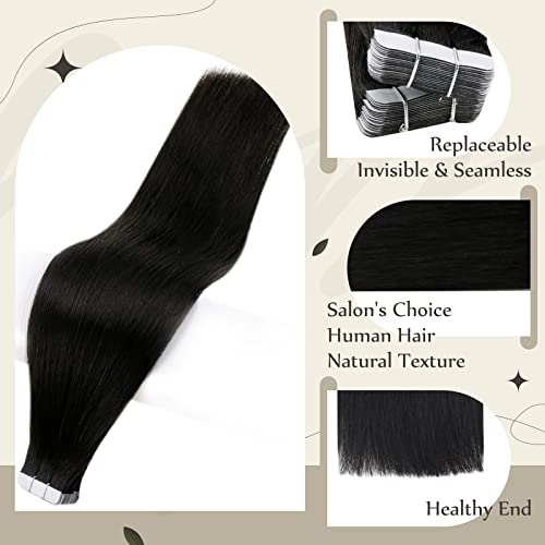 Full Shine 2packs Total 80g 1b Fita preta natural de 10 polegadas em extensões de cabelo Remy Human Hair + Weft Hair Extensions