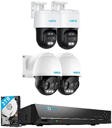 Reolink 4K PTZ Security Camera System, câmeras IP Poe Outdoor 360, rastreamento automático, 2x RLC-823A com pacote de zoom óptico 5x com 2x trackmix poe com zoom híbrido 6x e 1x rln8-410 nvr