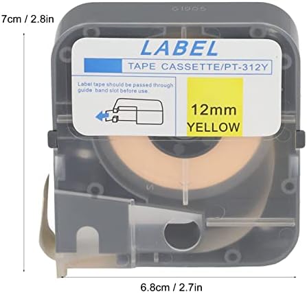 Fita de etiqueta, amarelo, resistente a arranhões, abrasão resistente, 12 mm de largura, material de estimação de animais de estimação para LM 390A, para LM 370A