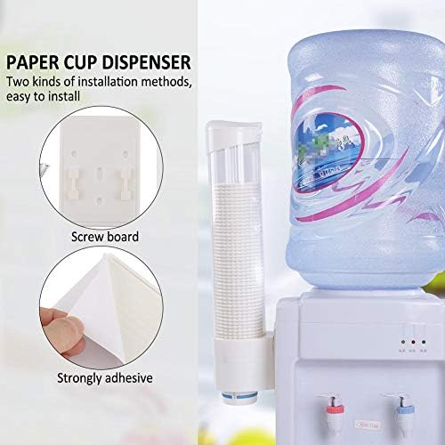 Copo Dispensador de parede Plástico Montado com água Plástico Dispensador de copo descartável Rack de porta, pasta ou parafuso