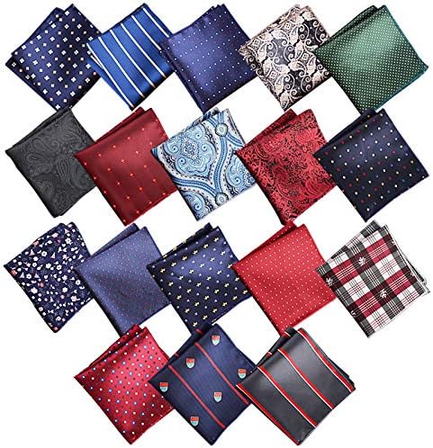 AULUFFT Pocket Square Handkerchief 18 pacote de lenço masculino, quadrados de bolso de seda define lactas vintage para homens casamentos hankerchief para homens