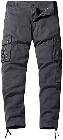 Miashui com memória homens calças casuais calça de calça multi -bolso de cor sólida reta Moda geral de calça ao ar livre