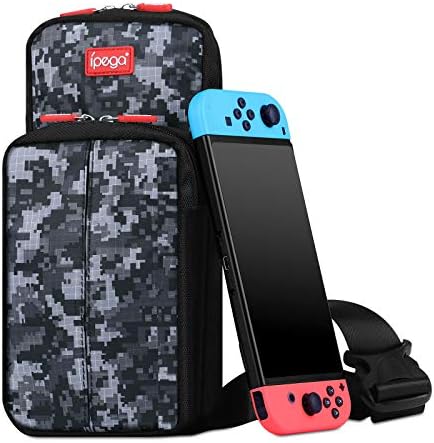 Sunjoyco Travel portátil Transporte Bolsa Compatível com Nintendo Switch, Bolsa de ombro protetora durável Backpack Acessórios para interruptores de grande capacidade para externo