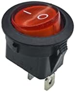 Interruptor do balancim 10pcs/lote kcd1-102 redonda 23mm botão vermelho spst 2pin snap-in/off position snap boat rocker interruptor 6a/250v cobre