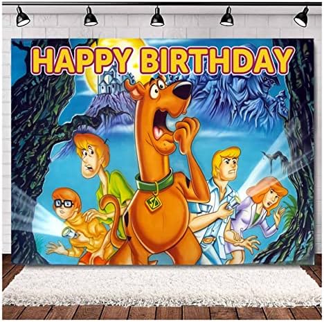 Desenho animado scooby doo fotografia cenários Máquina de mistério Van Halloween Scooby Doo Zombie Island Photo Background 5x3ft for Kids Birthday Birthday Party Decoration Banner
