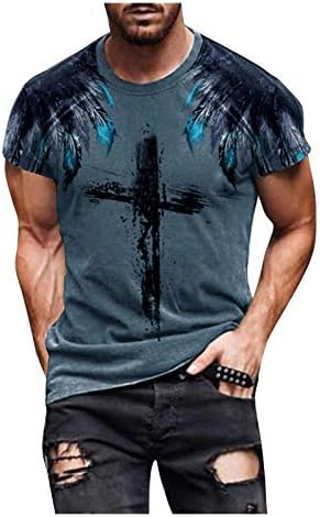 Camisetas de novidade masculina 3D Jesus cruzado Cruz Fé de manga curta Camista