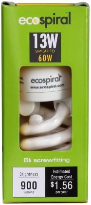 EcoSpiral 3772 13 Watt 900 Lumens Mini Spiral Spiral CFL, branco quente