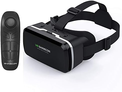 Fone de ouvido de realidade virtual em HD com controlador/gamepad, fones de ouvido VR para iPhone/Android, 3D VR Glasses para TV, filmes e videogames-vr óculos compatíveis com iOS, telefones Android