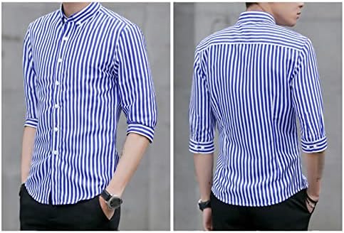 Maiyifu-GJ Button listrado masculina camisetas casuais colarinho slim slim fit shirts clássicos camisetas de vestido de