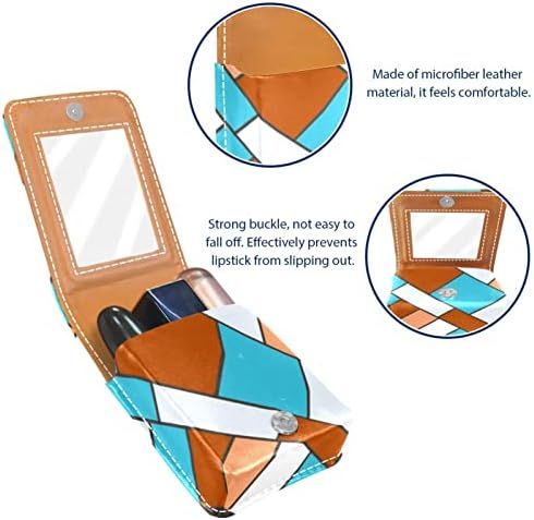 Caso de batom Oryuekan com espelho bolsa de maquiagem portátil fofa, bolsa cosmética, arte geométrica de desenho animado moderno