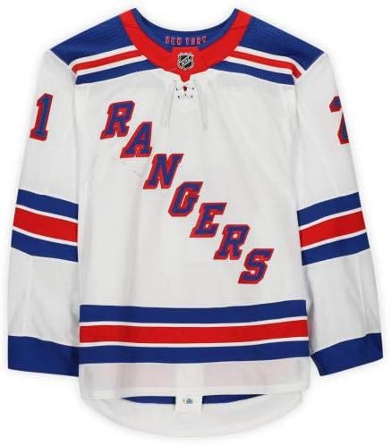 Brett Howden New York Rangers Usado 21 White Set 3 Jersey usada durante os jogos fora de jogo entre 19 de fevereiro e 11 de março da