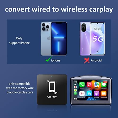 Adaptador sem fio Adaptador sem fio Apple CarPlay dongle- 5ghz wifi, plug & play, fácil de instalar, converter conectados em carplay